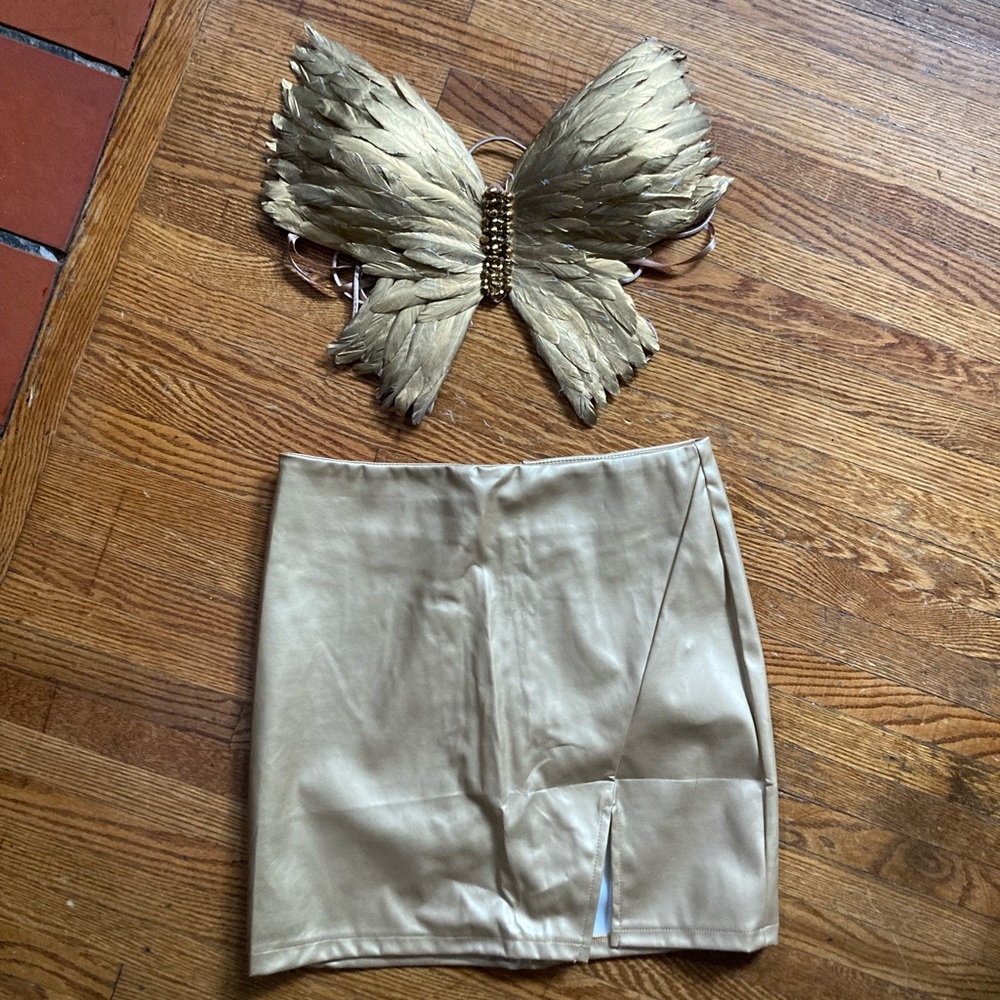 Gold Angel Costume. Windsor. Bra and Mini Skirt